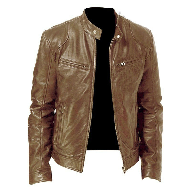 RegalEdge™ Minimalist Zip Leather Jacket