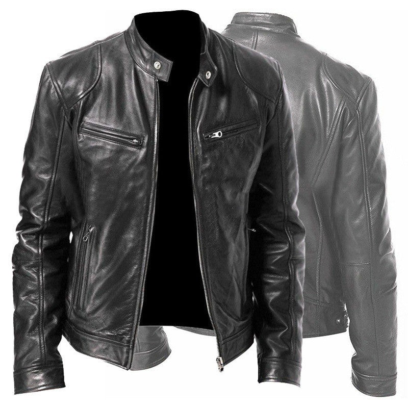 RegalEdge™ Minimalist Zip Leather Jacket
