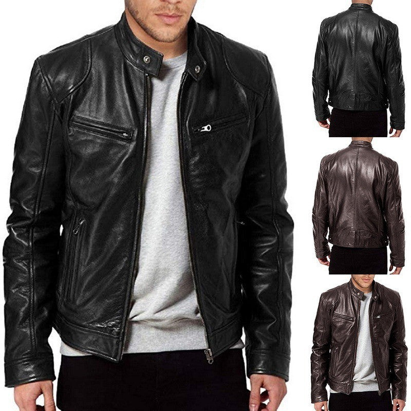 RegalEdge™ Minimalist Zip Leather Jacket