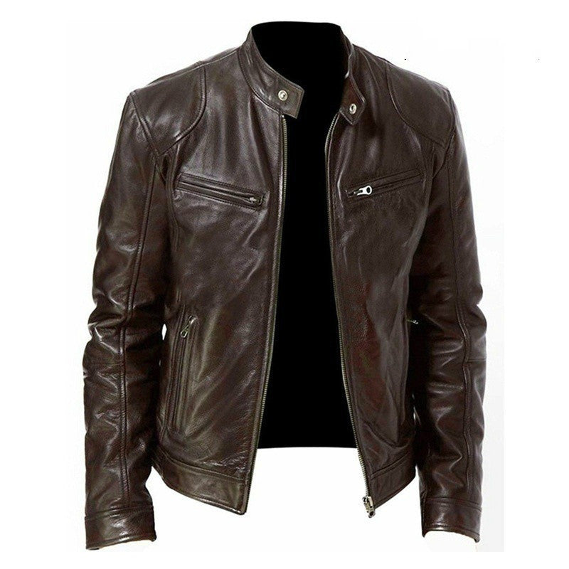RegalEdge™ Minimalist Zip Leather Jacket