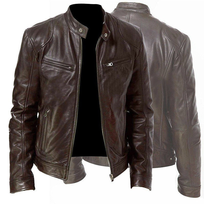RegalEdge™ Minimalist Zip Leather Jacket