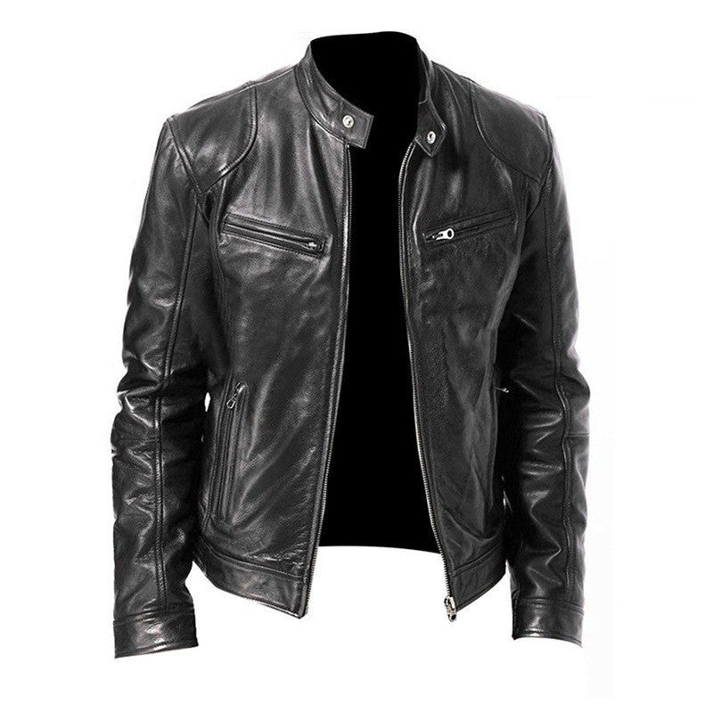 RegalEdge™ Minimalist Zip Leather Jacket