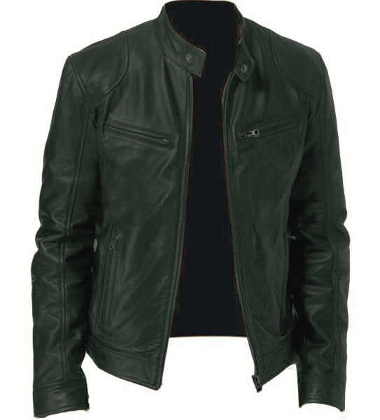 RegalEdge™ Minimalist Zip Leather Jacket