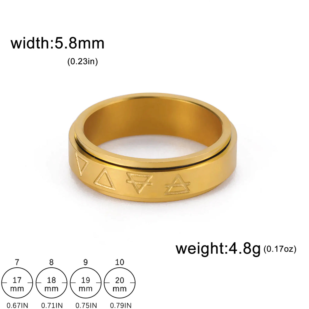 Rotatable  Pattern Stainless Steel Ring