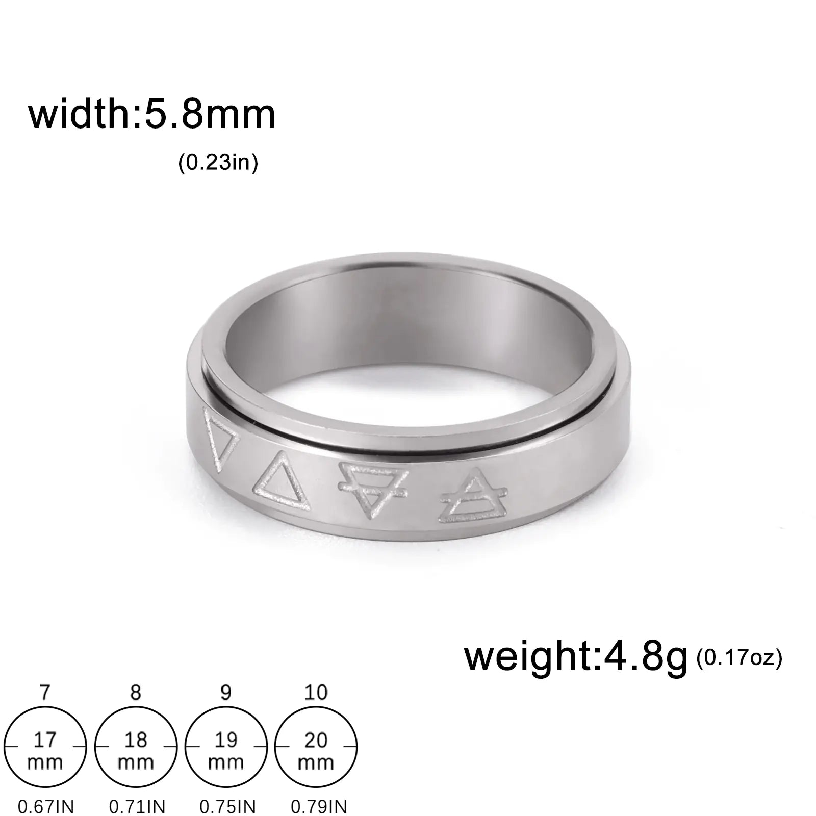 Rotatable  Pattern Stainless Steel Ring