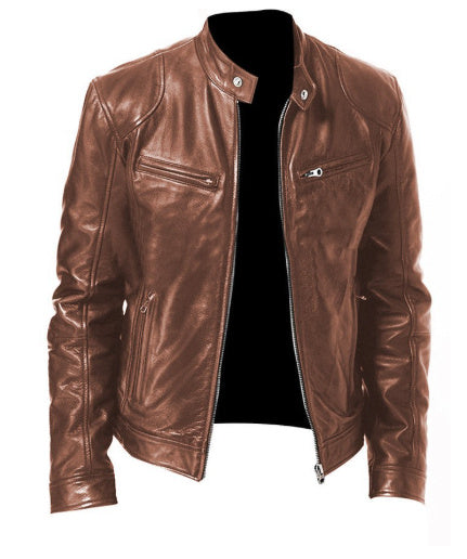 RegalEdge™ Minimalist Zip Leather Jacket