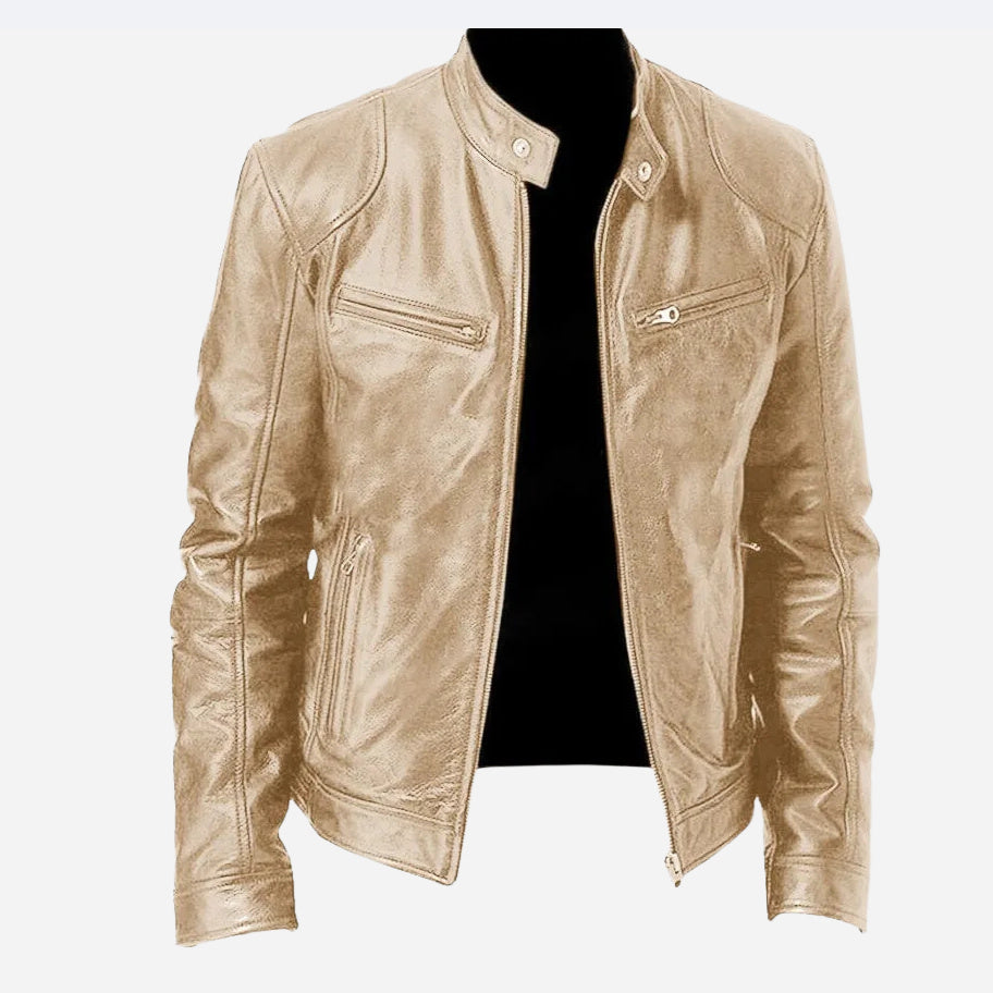 RegalEdge™ Minimalist Zip Leather Jacket