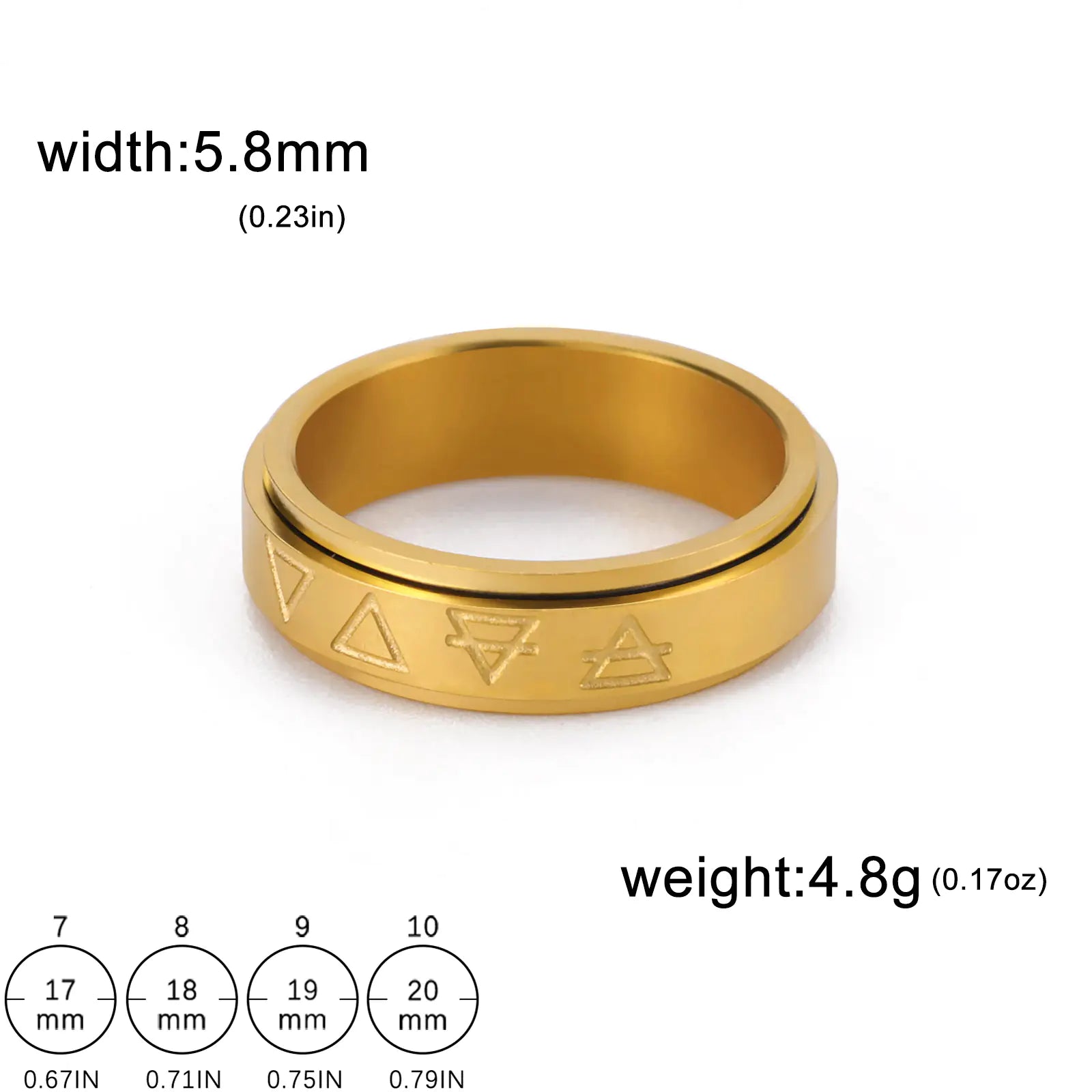 Rotatable  Pattern Stainless Steel Ring