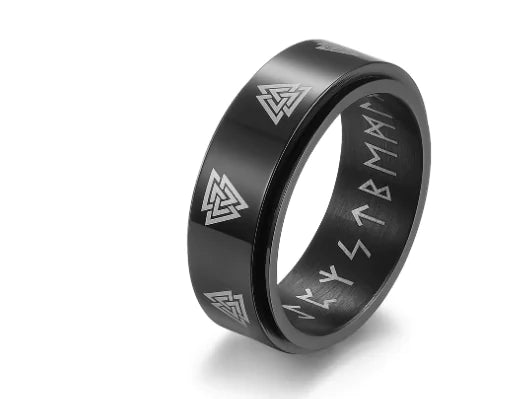 Rotatable  Pattern Stainless Steel Ring